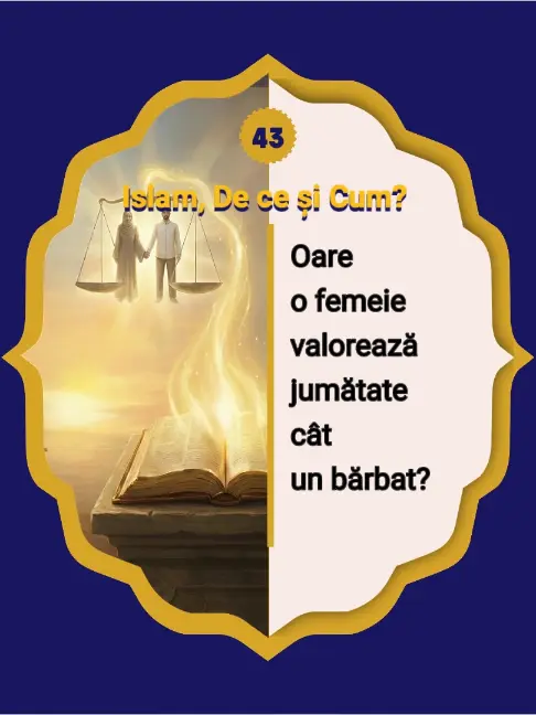 43- Coranul consideră valoarea unei femei ca fiind jumătate din cea a unui bărbat? Una…